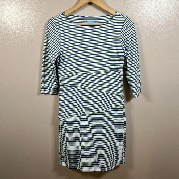 J. McLaughlin Nicola Tiered Dress Size Small Catalina Cloth Stretch Travel Work - Picture 1 of 9